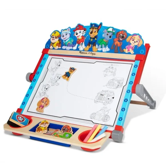 NEW, Melissa & Doug, PAW Patrol Wooden Tabletop Art Center, Easel & Chalkboard - Picture 2 of 10